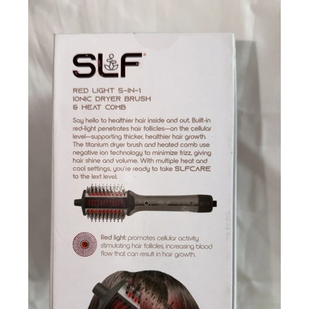 SLF Red Light Therapy 5-in-1 Ionic Dry Hair Brush & Heat Comb OPEN BOX